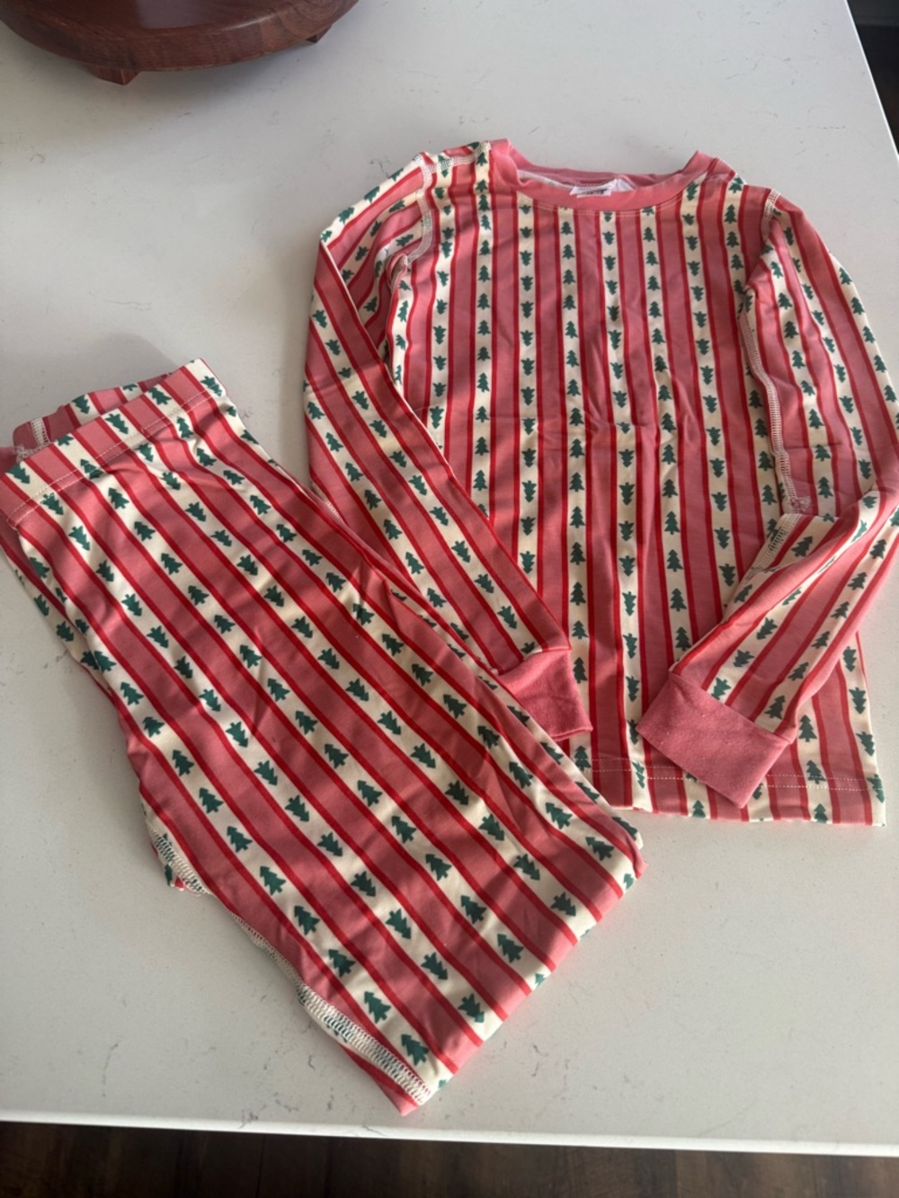 Hanna Andersson Pink and Green Striped Holiday Pajama Set